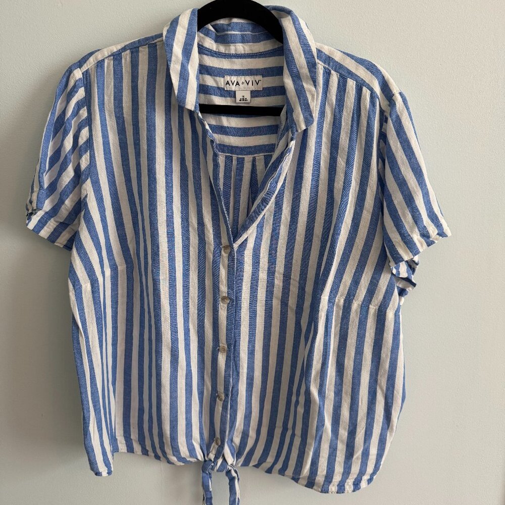 Ava & Viv Women's Striped Blouse